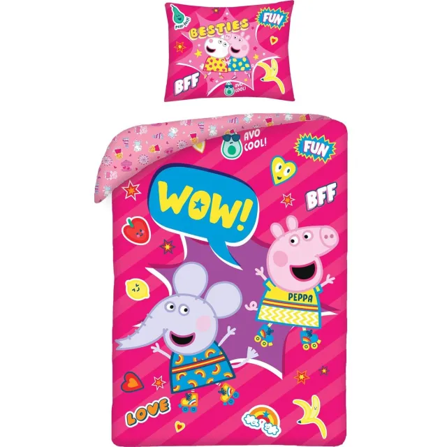 Peppa Pig Dekbedovertrek roze 140 x 200 cm katoen
