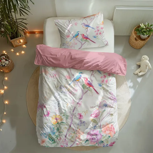 Dekbed-Discounter Fresh and Co Kids Dekbedovertrek - Katoen - Korte instopstrook - Wassen op 40 graden - Inclusief 1 kussensloop - Enchanged Gardens