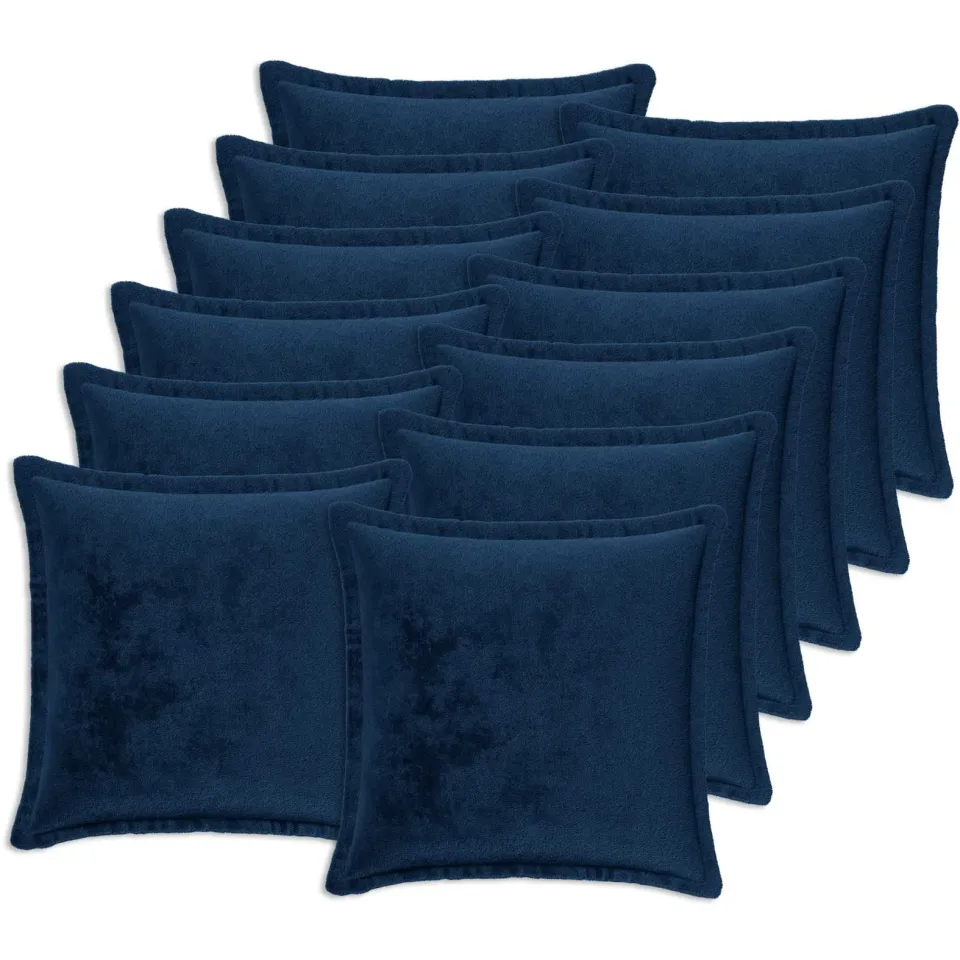 vidaXL Kussensloop 12 st HOUTEN Marineblauw 45 x 45 cm Flanel, foto 3