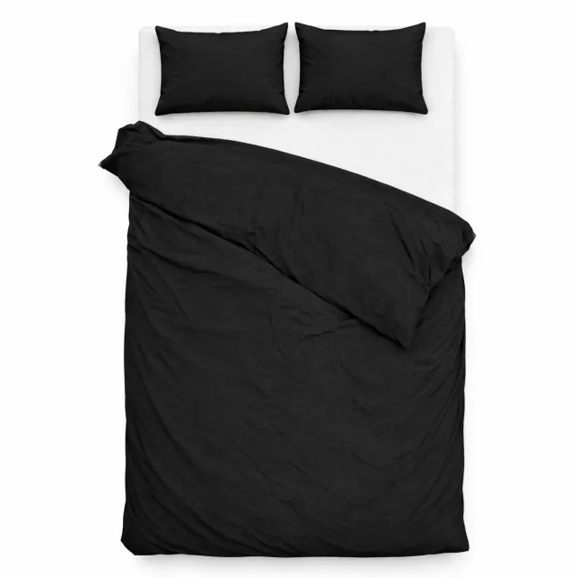 Lovéron Dekbedovertrek Effen - Tweepersoons - Katoen - 200x200/220 cm - Zwart