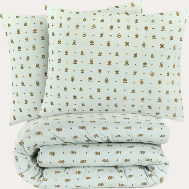 NOUS Living Romantic Block katoenen dekbedovertrek beige Grijs
