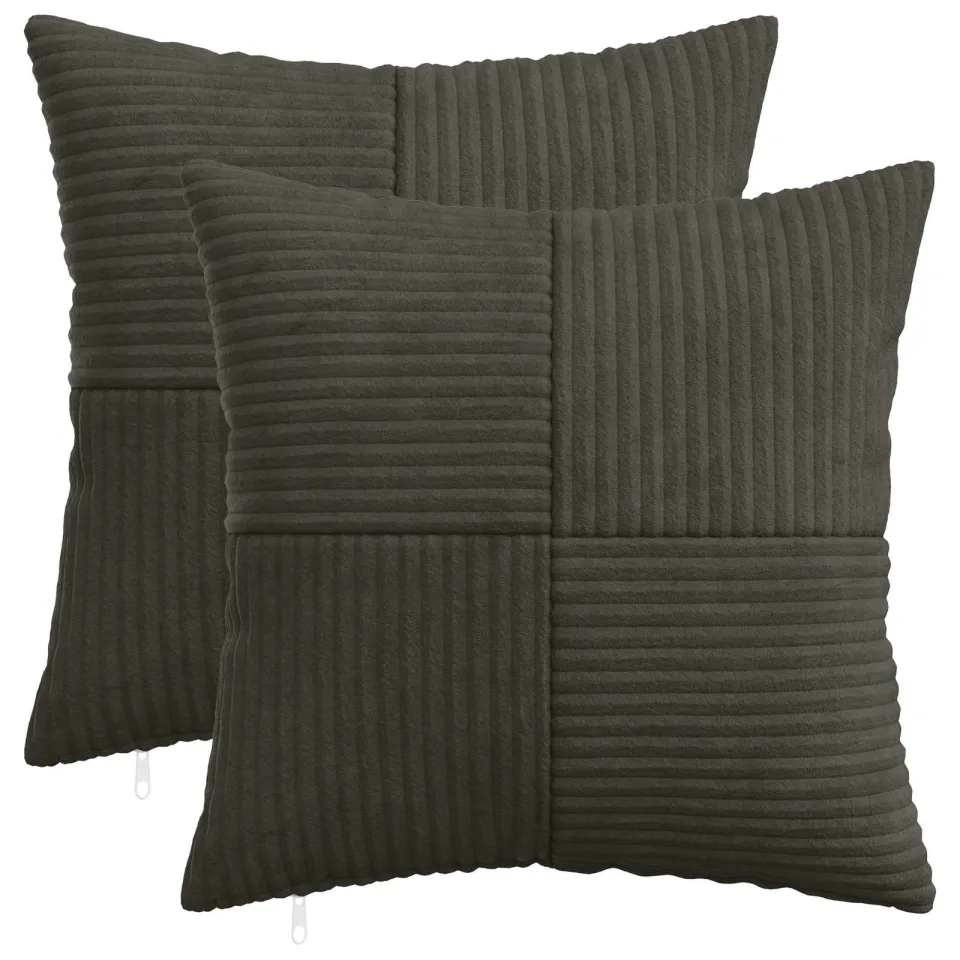 vidaXL Kussensloop 2 st ALMELO Antracietkleurig 45 x 45 cm corduroy, foto 3