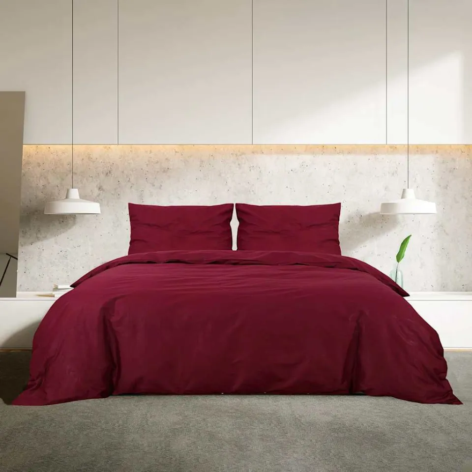 vidaXL Dekbedovertrekset lichtgewicht 140x200 cm microvezel bordeaux, foto 3