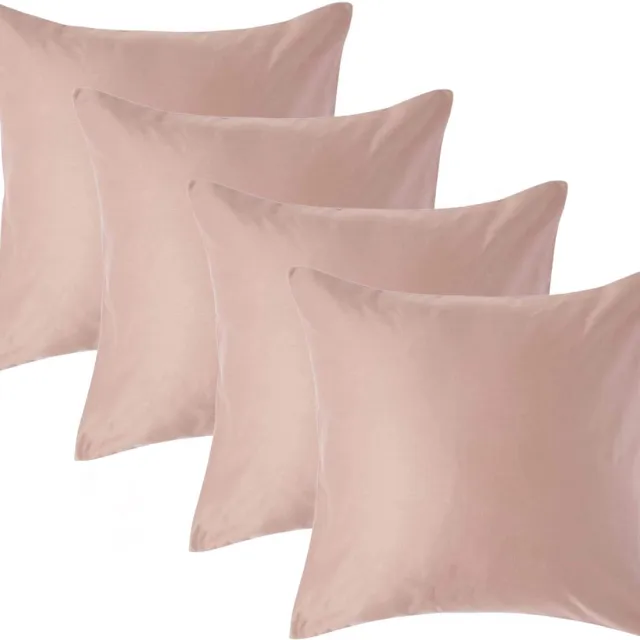 Homescapes Luxe Satijn Kussensloop 40x40 cm – Beige – Set van 4 – 100% Egyptisch Katoen Satijn – Draaddichtheid 1000