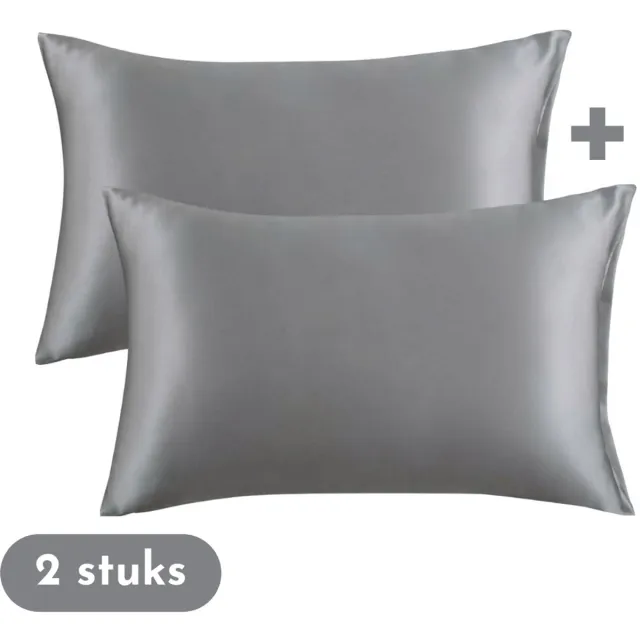 Zavelo Satijnen Kussenslopen - Anti Allergeen -Huidverzorging- Haarverzorging - Antraciet - 60 x 70 cm - Krullend haar produkt -2 stuks