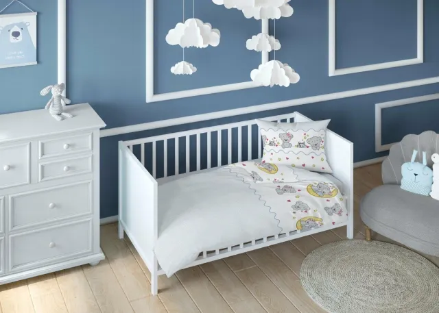 karo Katoenen Kussensloop 70x80cm Blauw Beren Kinderen met Rits