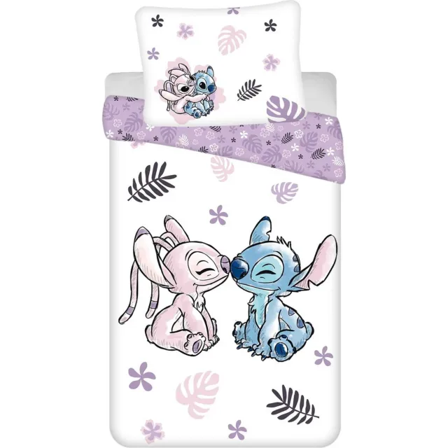 Lilo & Stitch Disney Lilo & Stitch Dekbedovertrek, Kiss- Eenpersoons - 140 x 200 + 70 x 90 cm - Katoen Multicolor