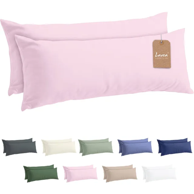 lavea Set van 2 Kussenslopen - 40x145 - 100% Microvezel - Zachte en Adememende Kussenhoezen, OEKO-TEX® Gecertificeerd - Roze