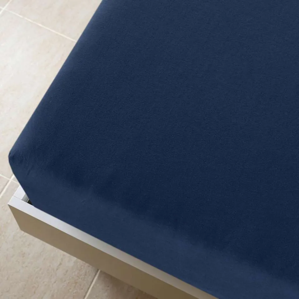 vidaXL Hoeslaken jersey 180x200 cm katoen marineblauw, foto 4
