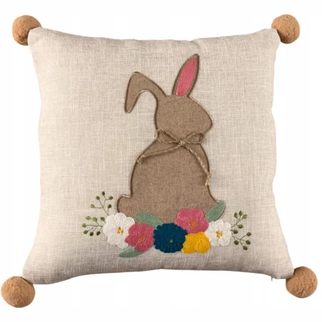 DeHome Paaskussenhoes 40x40 cm met konijn, beige