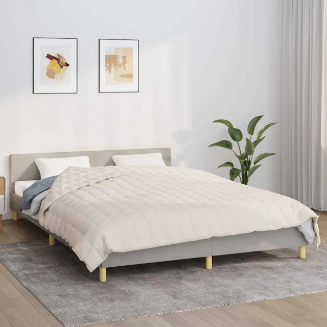 vidaXL Verzwaringsdeken 200x225 cm 13 kg stof lichtcrèmekleurig crème, foto 2