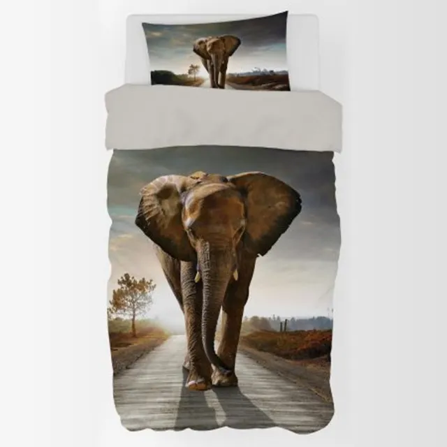 Animal Pictures dekbedovertrek Olifant 140 x 200 cm - 70 x 90 cm - Katoen Wit