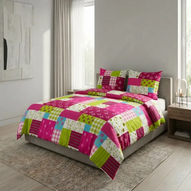 SENZATIONE 100% Katoen Percaline Dekbedovertrek 200x200/220-2x60x70 cm LINDA ROOD MULTI