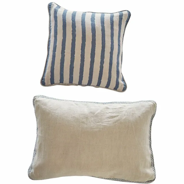 Loberon Kussenhoes set van 2 Alarindor linnen/blauw