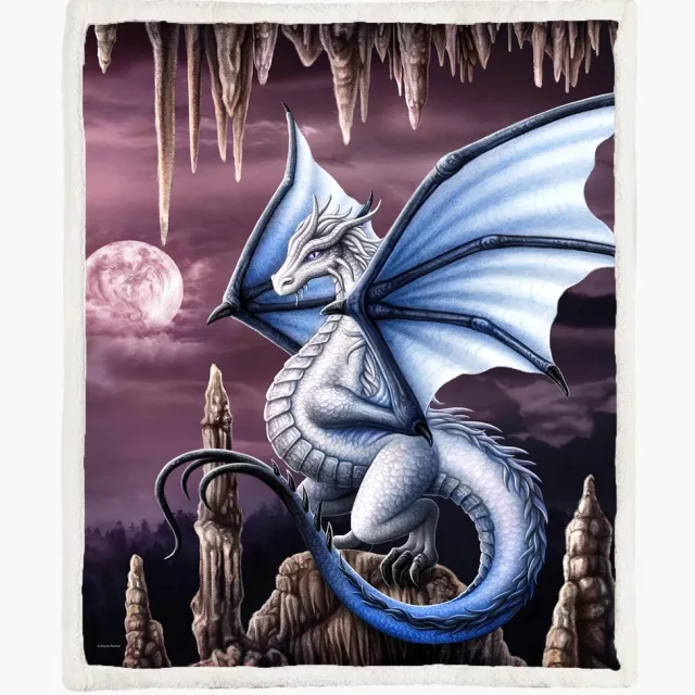 The Coloured House Fleece Deken 150*200cm Violet Dragon Draak Multicolor