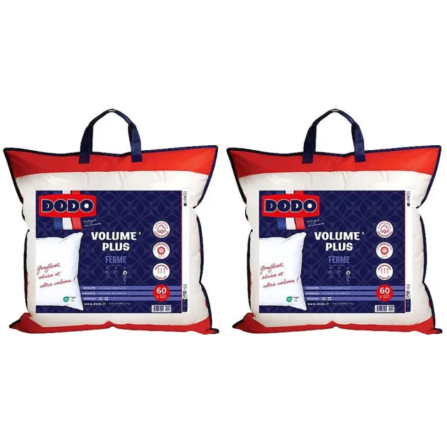 Vente-unique Set van 2 stevige hoofdkussens DODO - Hoes 100% katoenperkal - 60 x 60 cm - PURE CONFORT Wit
