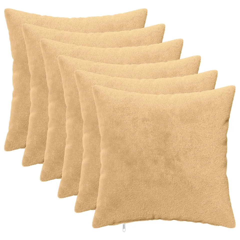 vidaXL Kussensloop 6 st HEERLEN Taupe 50 x 50 cm Flanel, foto 3