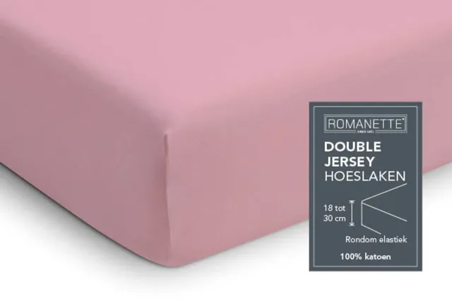 Romanette Hoeslaken Double Jersey Rose - King-size (200 x 200/220/230 cm) - [Roze]