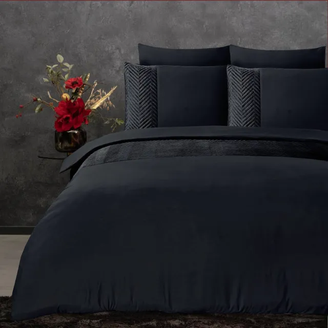 Sleeptime dekbedovertrek Velvet Crossline Zwart