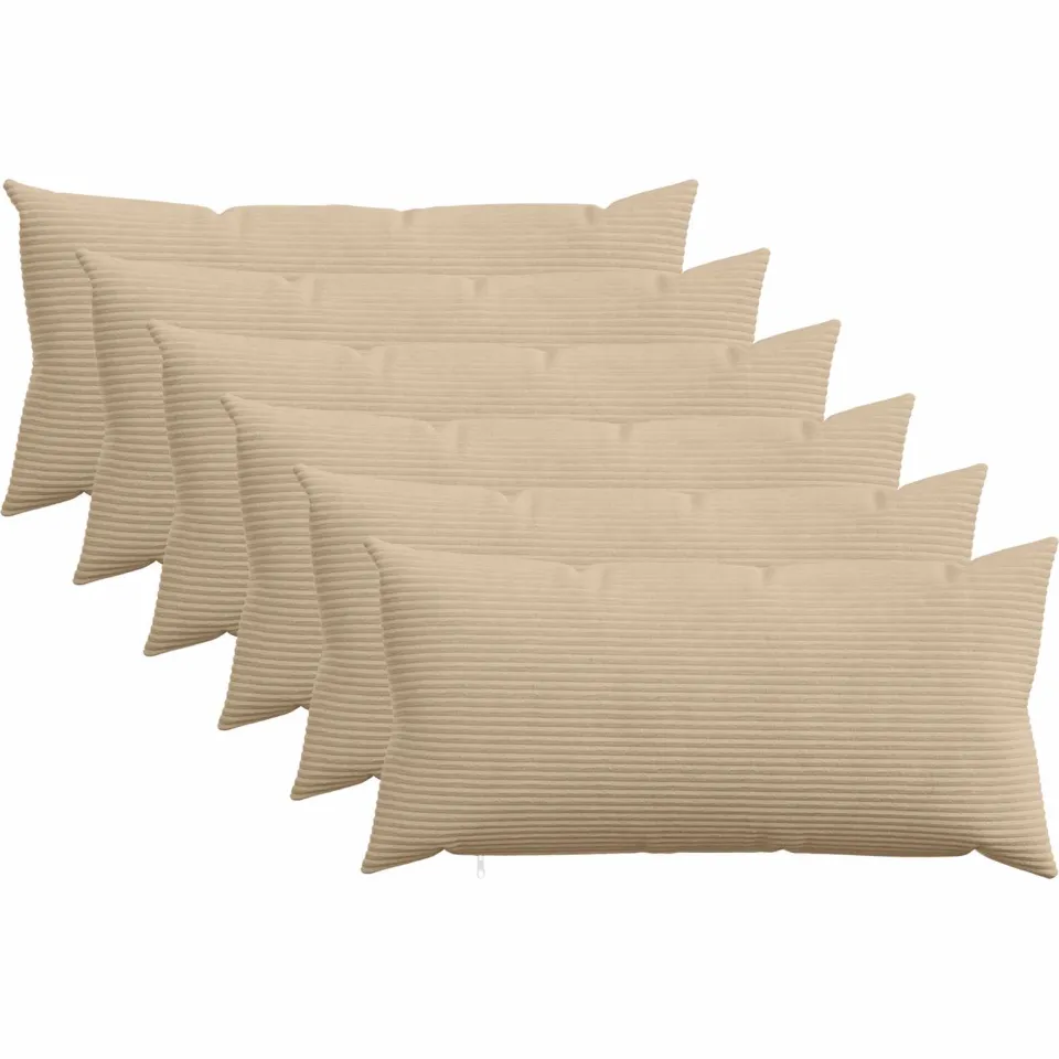 vidaXL Kussensloop 6 st HEERLEN Taupe 40 x 80 cm corduroy, foto 3