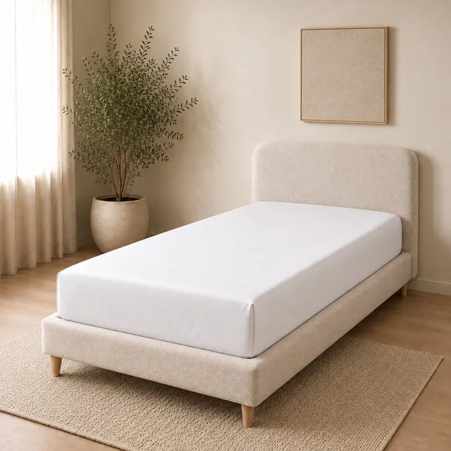AMSTELINEN Hoeslaken - 90 x 200 + 35 cm - 100% Biologisch Katoen 300 TC Satijn - Signature White – Extra Langvezelig Katoen (1)