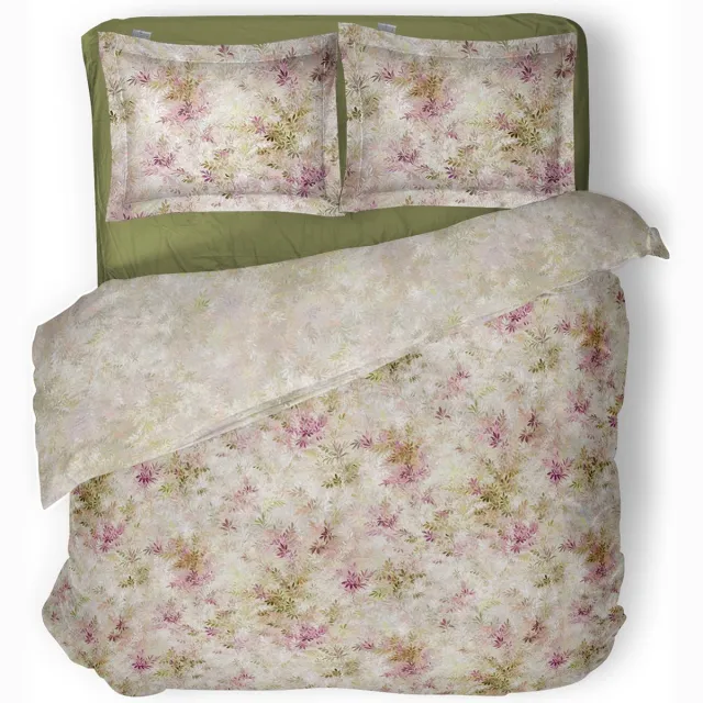 LINNICK Dekbedovertrek Katoen Fable Meadow - Beige - Dekbedovertrek 240x200/220cm - 100% Katoen - Lits jumeaux - Dekbedovertrekken - Bloemen Dekbedovertrek