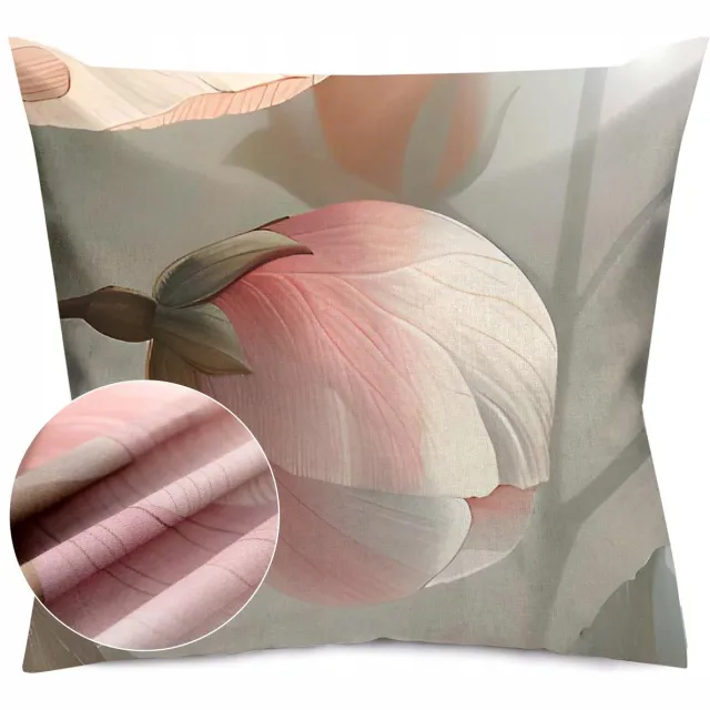 Darymex Satine Katoenen Kussensloop 40x40cm - Digitale Print Bloem roze
