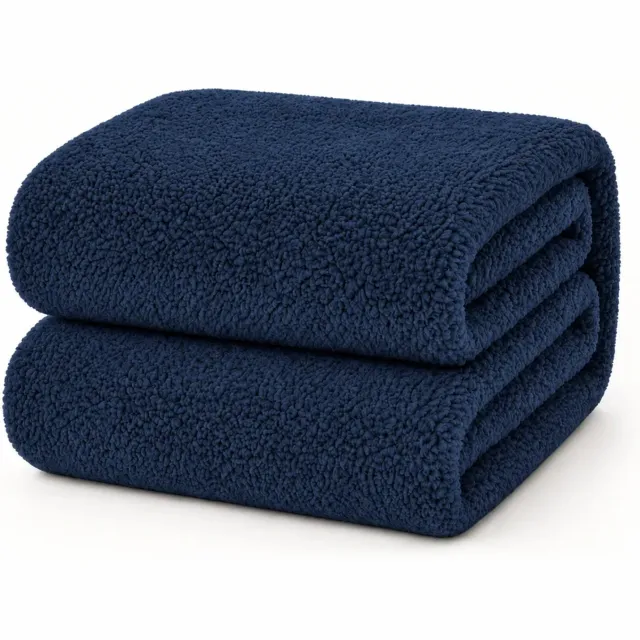decoware Teddy Fleece Hoeslaken 90x200 cm - Navy Blauw - Warm & Extra Zacht - Matrashoogte tot 30 cm