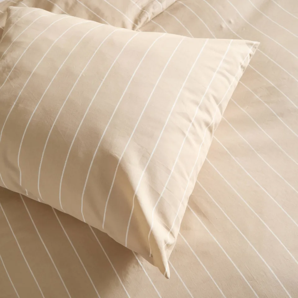 NOUS Living gestreepte katoenen 2-persoons dekbedovertrek 200x220 cm - zand/offwhite, foto 7