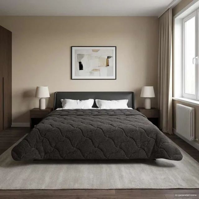 vidaXL Zomer Dekbed 200 x 220 cm Zomer Antraciet Ademend Anthraciet
