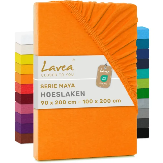 lavea Hoeslaken 90x200cm - 100x200cm 100% Katoen, Zacht en Ademend – Geschikt voor Matrassen tot 20 cm – Jersey met Elastiek Rondom – Zonsondergang Rood