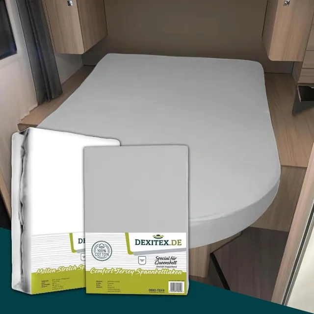 dexitex 1 x Jersey hoeslaken Licht grijs & 1 x Molton Queensbed/Eilandbed Wit 1 molton+ 1 hoeslaken licht grijs