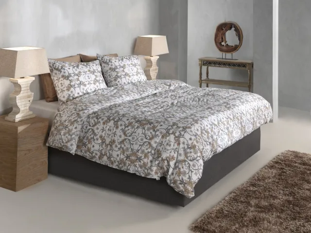 Zohome Dekbedovertrek Fausto - Deken - Dekbed - Grijs - 100% Katoen - Ornamenten - 1 sloop 60/70 cm Fausto Grey