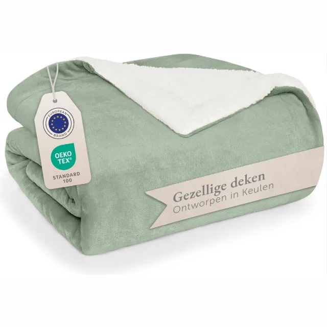 Blumtal Sherpa Fleece Deken - Sherpa Plaid - Plaid Bank - Fleece Deken 130 x 150 cm - Mint Groen Mintgroen