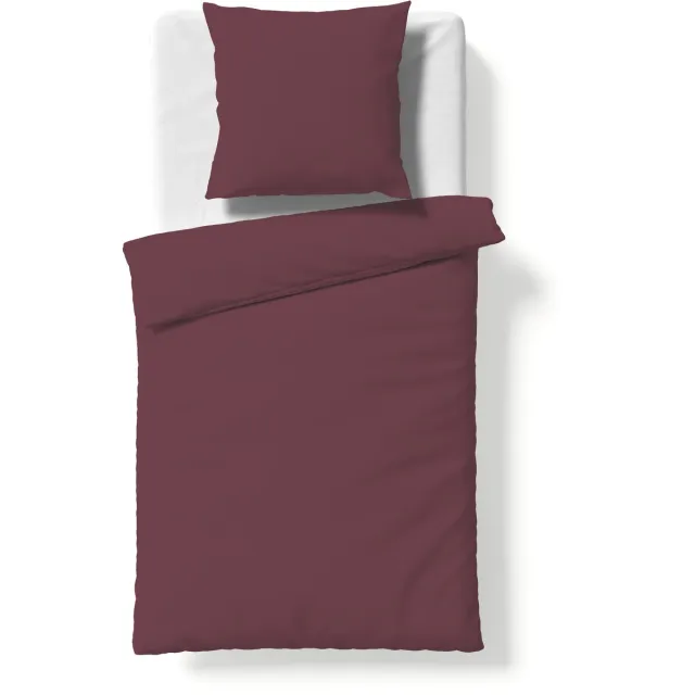 Fleuresse Colours beddengoed | 1x dekbedovertrek en 2x kussensloop | effen mako-satijn beddengoed van 100% katoen | wasbaar op 60 graden | pruim