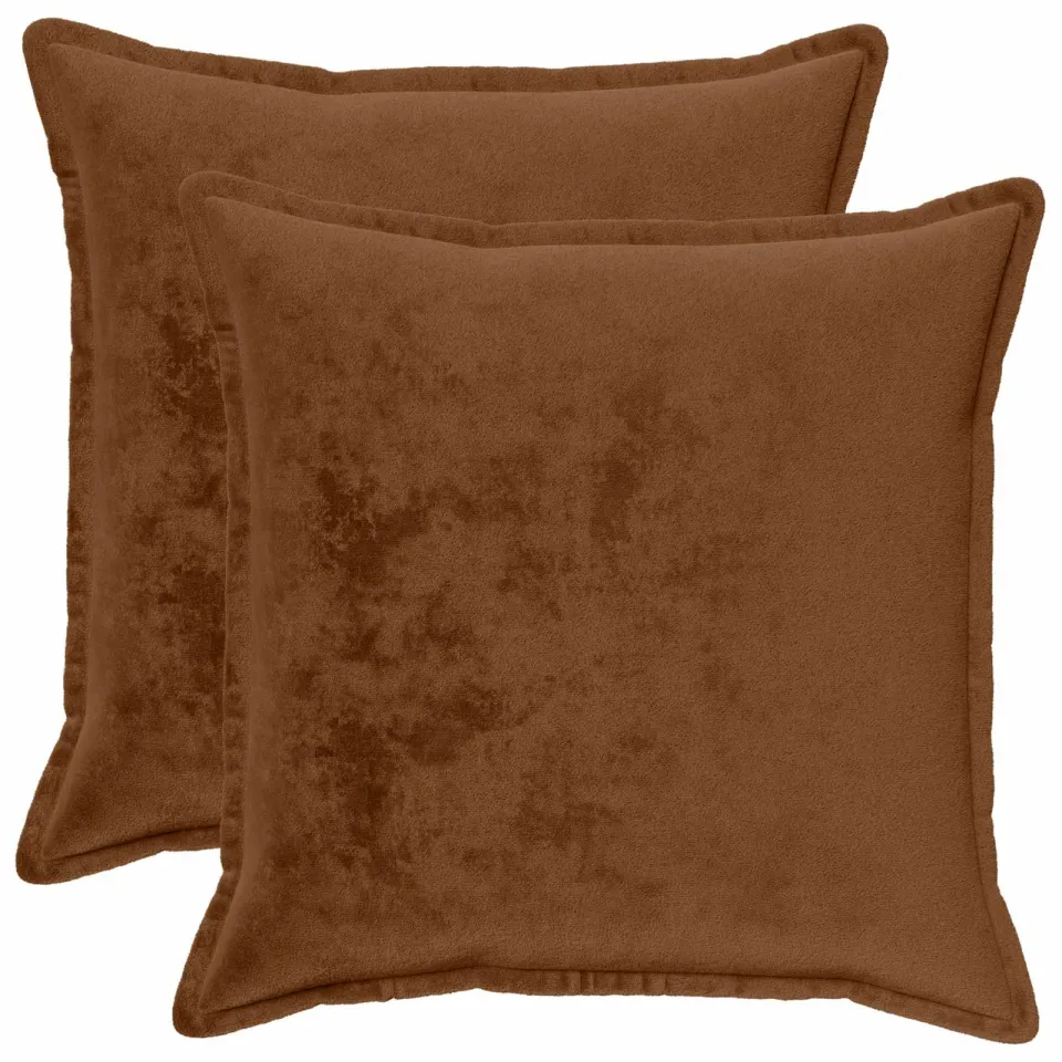 vidaXL Kussensloop 2 st HOUTEN Licht Bruin 65 x 65 cm Flanel
