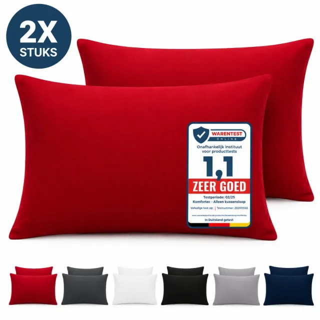Komfortec Set van 2 Premium Kussenslopen 40x60 cm - Superzachte Kussenhoes – 100% - Geborsteld Polyester - 120g/m²- Rood