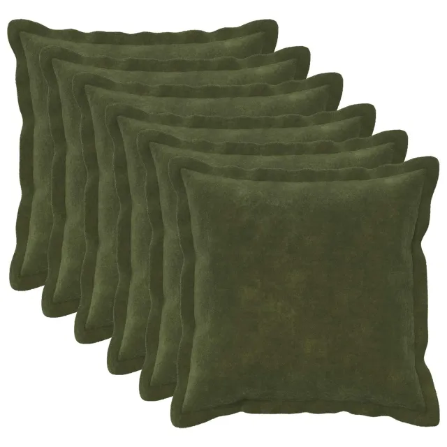vidaXL Kussensloop 6 st HOUTEN Groen 45 x 45 cm Microfiber Fleece