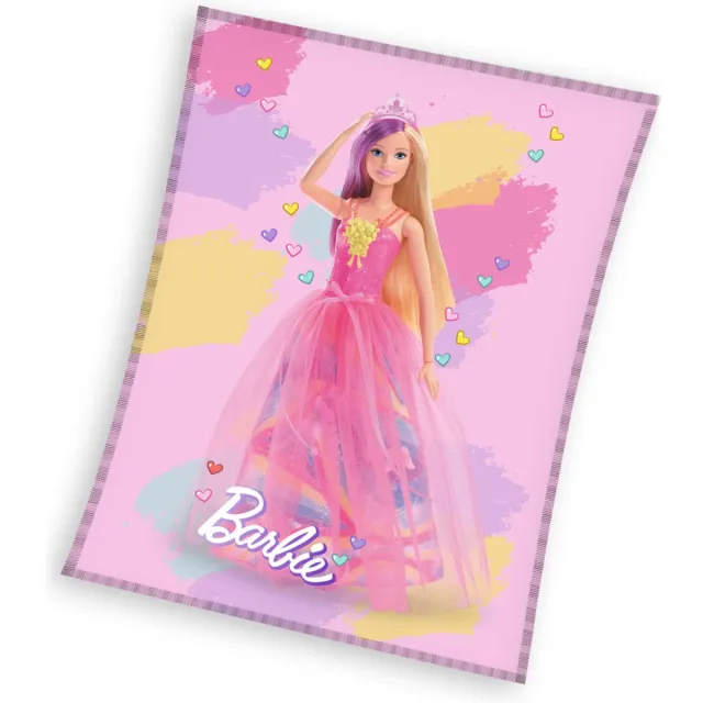 Barbie Fleece plaid 130 x 170 cm Roze polyester