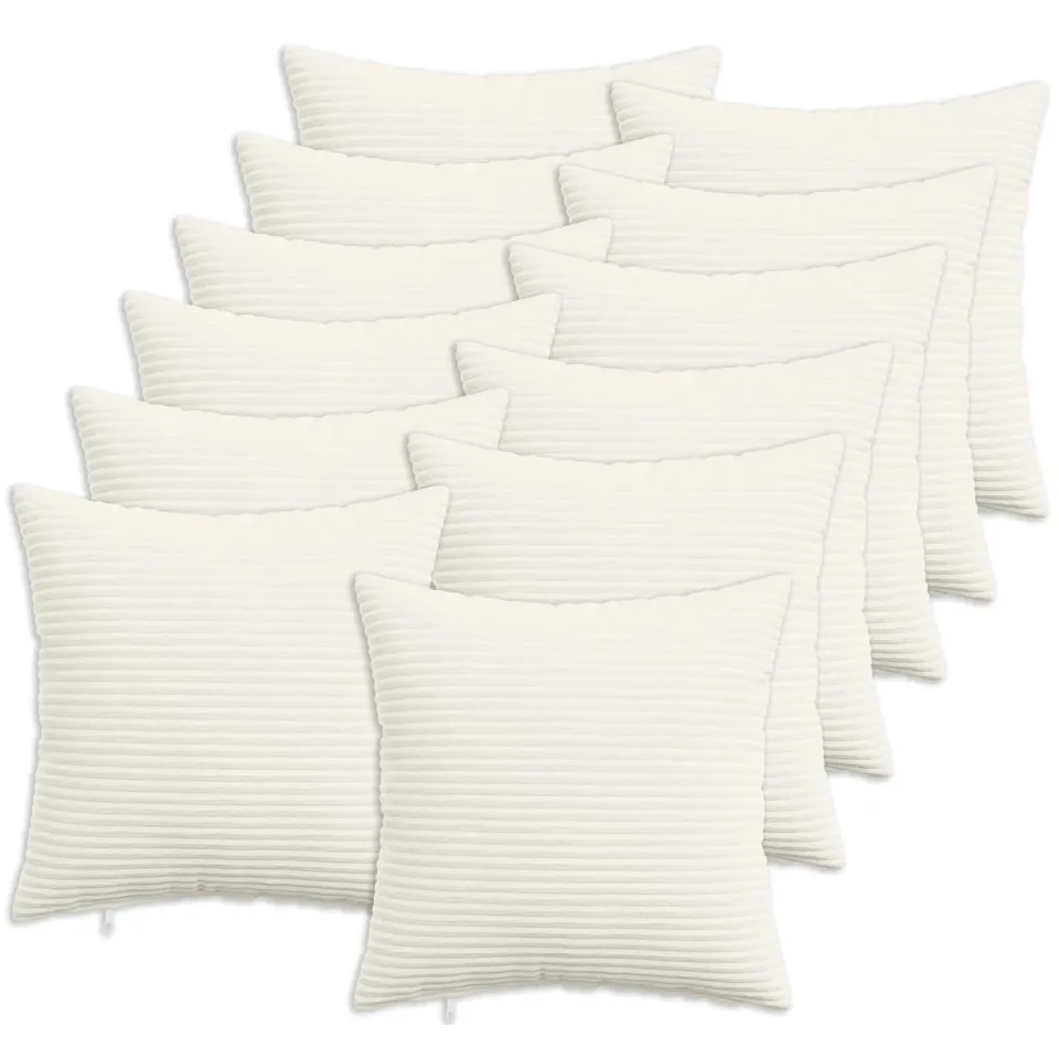 vidaXL Kussensloop 12 st HEERLEN Crèmekleurig 40 x 40 cm corduroy, foto 3