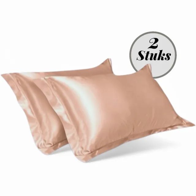 Beauty Silk Kussenslopen - 60x70 - 2 stuks - Glans Satijn - Champagne Taupe