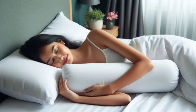 Easyrest™ Guling Guling kussen met witte Hypoallergeen Katoenen hoes. Medium: ~70xØ~14-15cm. 500gr, Prosoft™ Low Sweat Ademende Microvezel vulling, met overtrek / hoes 100% Vegan en Halal Ergonomisch -Orthopedisch Bantal Pollo Bolster#