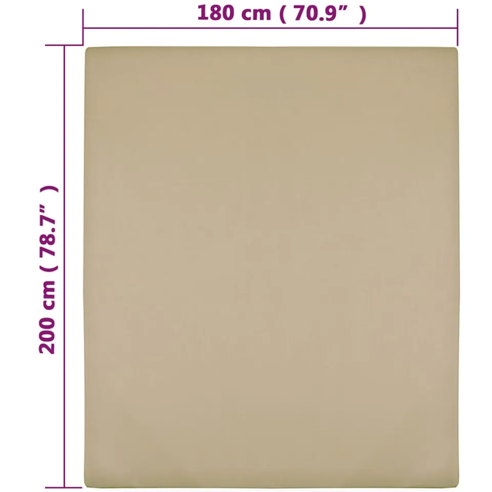 vidaXL Hoeslaken jersey 180x200 cm katoen taupe, foto 3