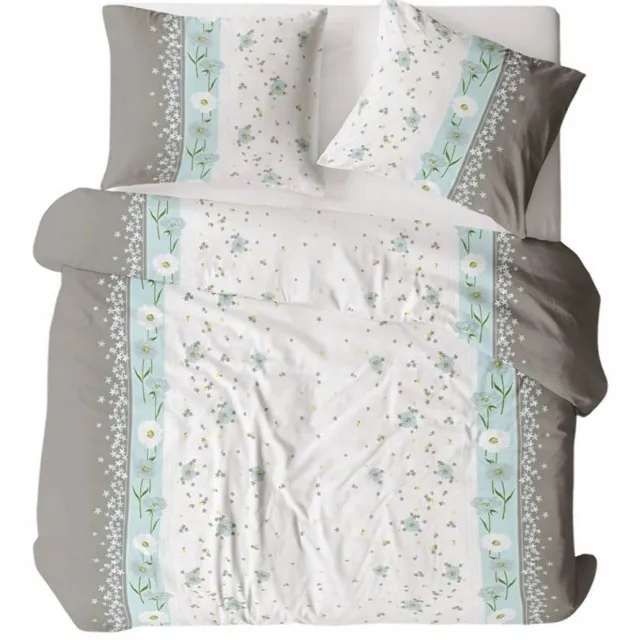 karo Kussenhoes Kora 40x40cm Grijs Wit Blauw Bloemen Strepen - Stijlvol & Onderhoudsvriendelijk Grijs, Wit, Blauw