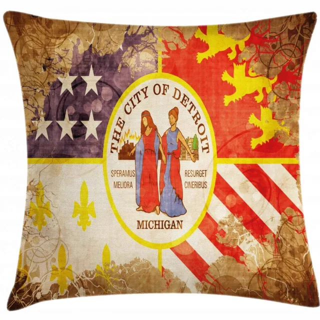 ABAKUHAUS Detroit Kussenhoes – VS-vlag, dubbelzijdig bedrukt, 40×40 cm Mehrfarbig