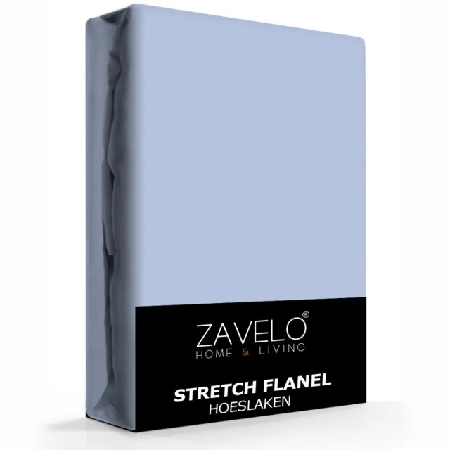 Zavelo Stretch Flanel Hoeslaken Blauw-1-persoons (90x200 cm)