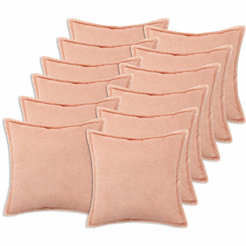 vidaXL Kussensloop 12 st HOUTEN Roze 50 x 50 cm Bouclé, foto 3