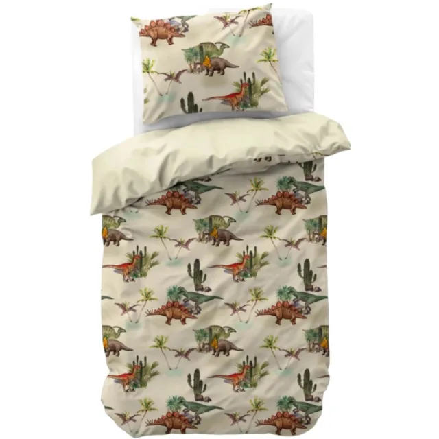 Bedsupplies Bamdino Dekbedovertrek - 140x200/220 cm - Eenpersoons - Dinosaurussen - Inclusief Kussensloop 60x70 cm Multi