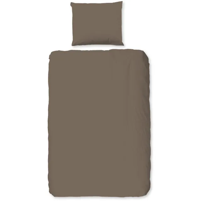 Pure dekbedovertrek effen kleur - 1 persoons 140x200/220 cm - Taupe - Microvezel
