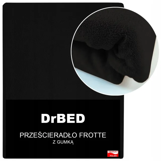 DrBED Frotte Hoeslaken 140x200cm Zwart - Zacht & Duurzaam